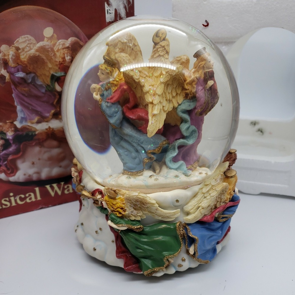 Large Musical Waterglobe Angels With Various Musical Instruments Great Cond box - Picture 6 of 12